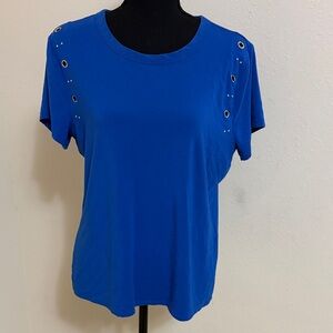 White House Black Market Royal Blue Grommet Tee